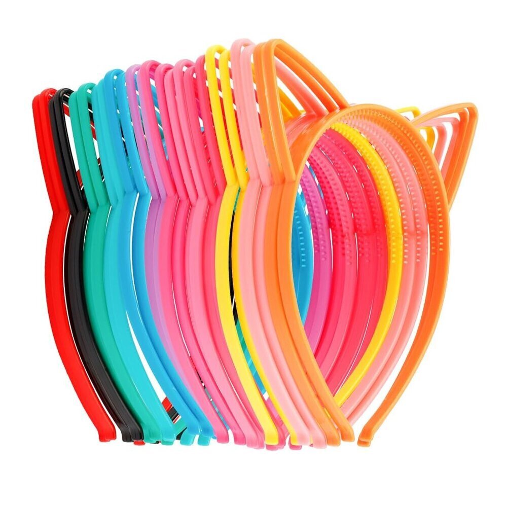 24 Pcs Plastic Cat Ears Headbands for Girls Women Kids Party Halloween Costume